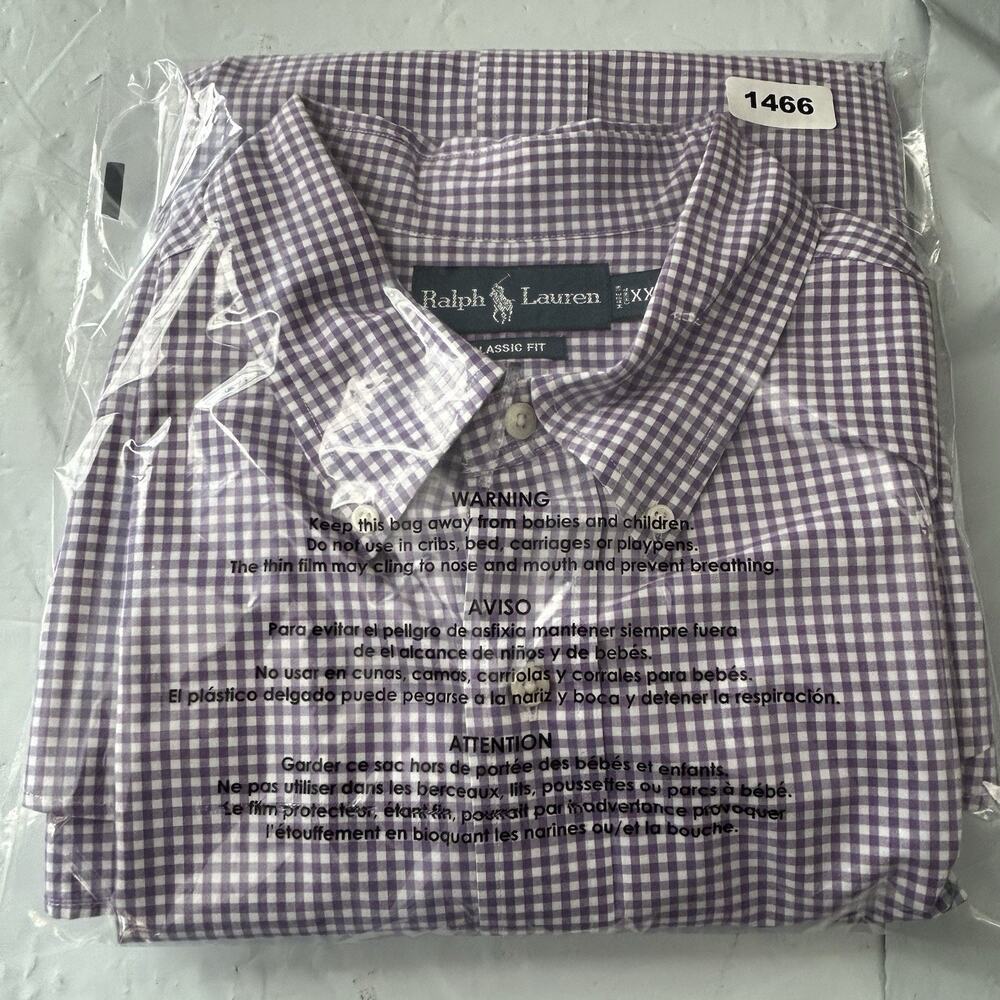 Ralph Lauren Polo Men's XXL Classic Fit Button Down Long Sleeve Purple And White - Picture 13 of 13